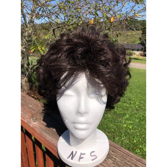Paula Young Wig Short Curly Dark Brown Shag Layered Hair - Picture 1 of 13